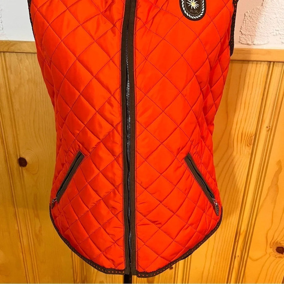 M. Miller Orange Nora Quilted Vest with Fur Sz-S - Picture 4 of 13
